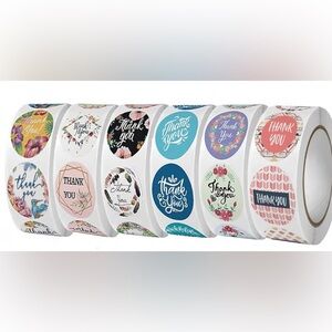 500 Waterproof Thank You Stickers